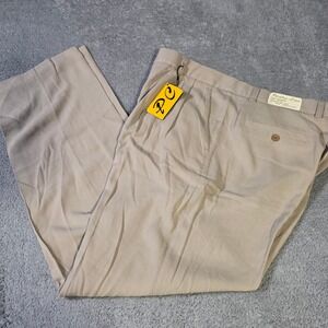 Paradise Coves Mens 36x32 Silk‎ Trousers Tan Herringbone Pleated Pants MXSSB606